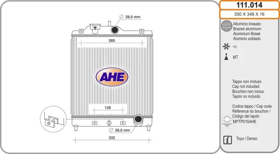 Kühler, Motorkühlung AHE 111.014 Bild Kühler, Motorkühlung AHE 111.014