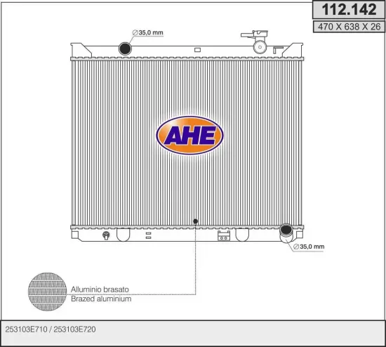 Kühler, Motorkühlung AHE 112.142 Bild Kühler, Motorkühlung AHE 112.142