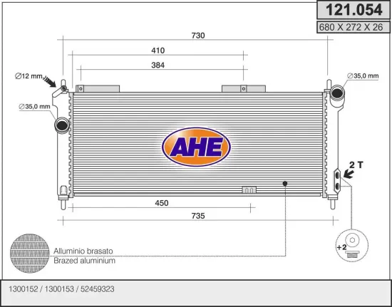 Kühler, Motorkühlung AHE 121.054 Bild Kühler, Motorkühlung AHE 121.054