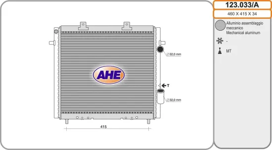 Kühler, Motorkühlung AHE 123.033/A Bild Kühler, Motorkühlung AHE 123.033/A