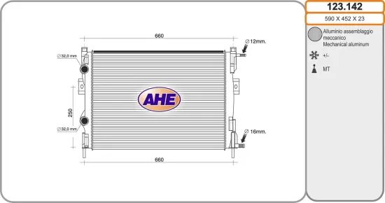 Kühler, Motorkühlung AHE 123.142 Bild Kühler, Motorkühlung AHE 123.142