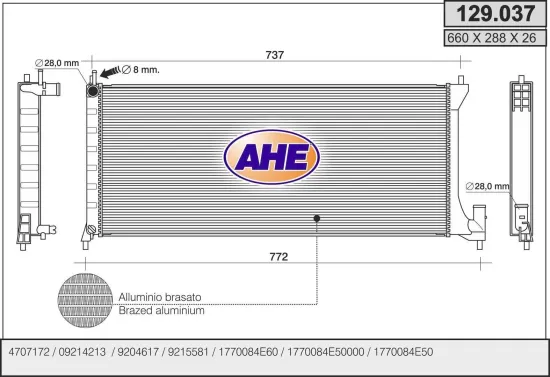 Kühler, Motorkühlung AHE 129.037 Bild Kühler, Motorkühlung AHE 129.037
