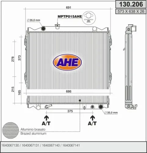 Kühler, Motorkühlung AHE 130.206 Bild Kühler, Motorkühlung AHE 130.206