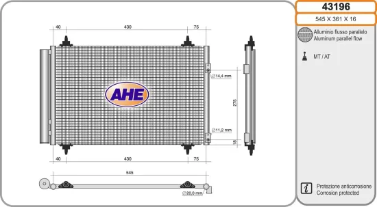 Kondensator, Klimaanlage AHE 43196 Bild Kondensator, Klimaanlage AHE 43196