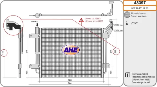 Kondensator, Klimaanlage AHE 43397 Bild Kondensator, Klimaanlage AHE 43397