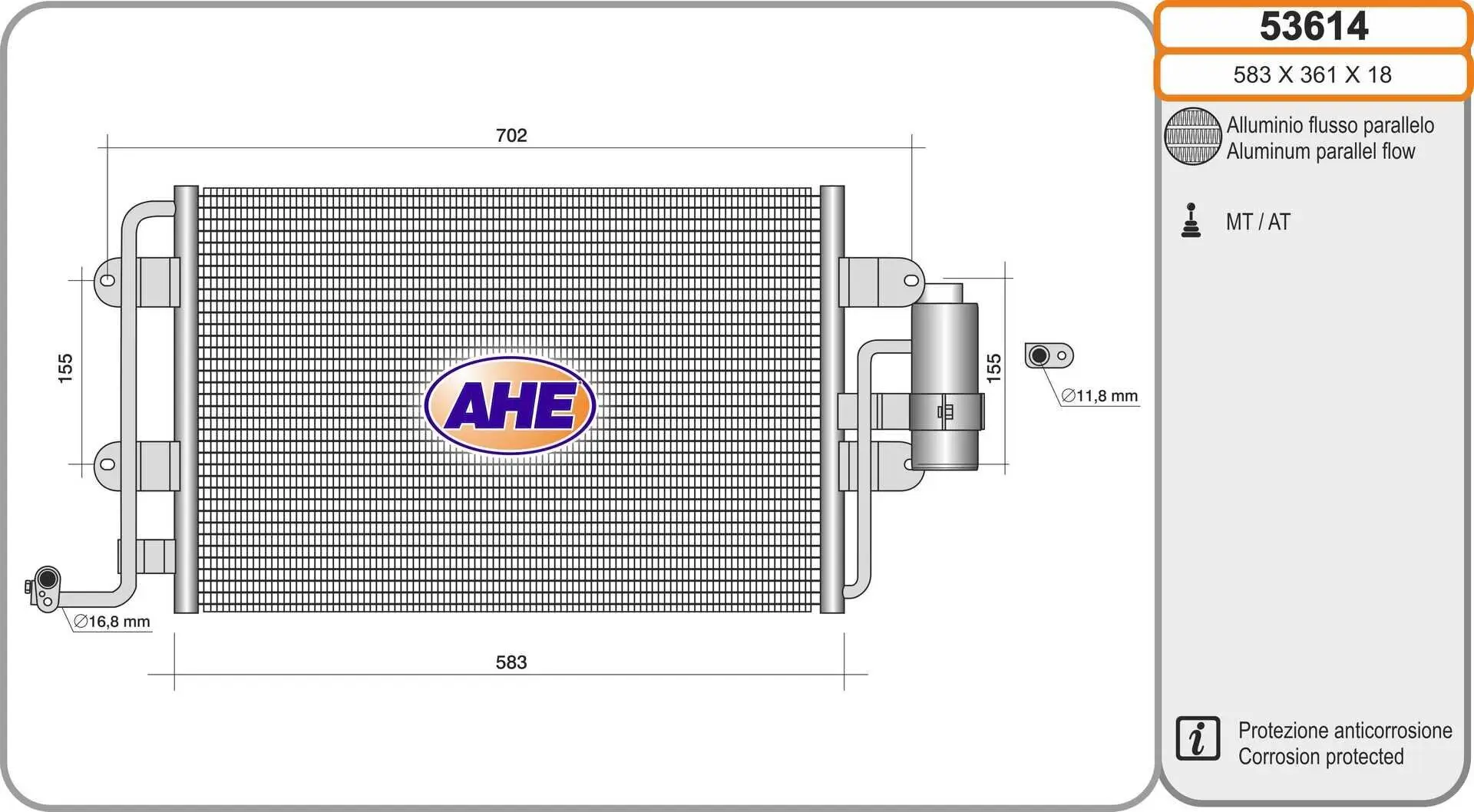 Kondensator, Klimaanlage AHE 53614 Bild Kondensator, Klimaanlage AHE 53614