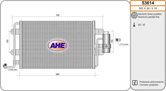 Kondensator, Klimaanlage AHE 53614 Bild Kondensator, Klimaanlage AHE 53614