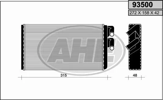 Wärmetauscher, Innenraumheizung AHE 93500 Bild Wärmetauscher, Innenraumheizung AHE 93500