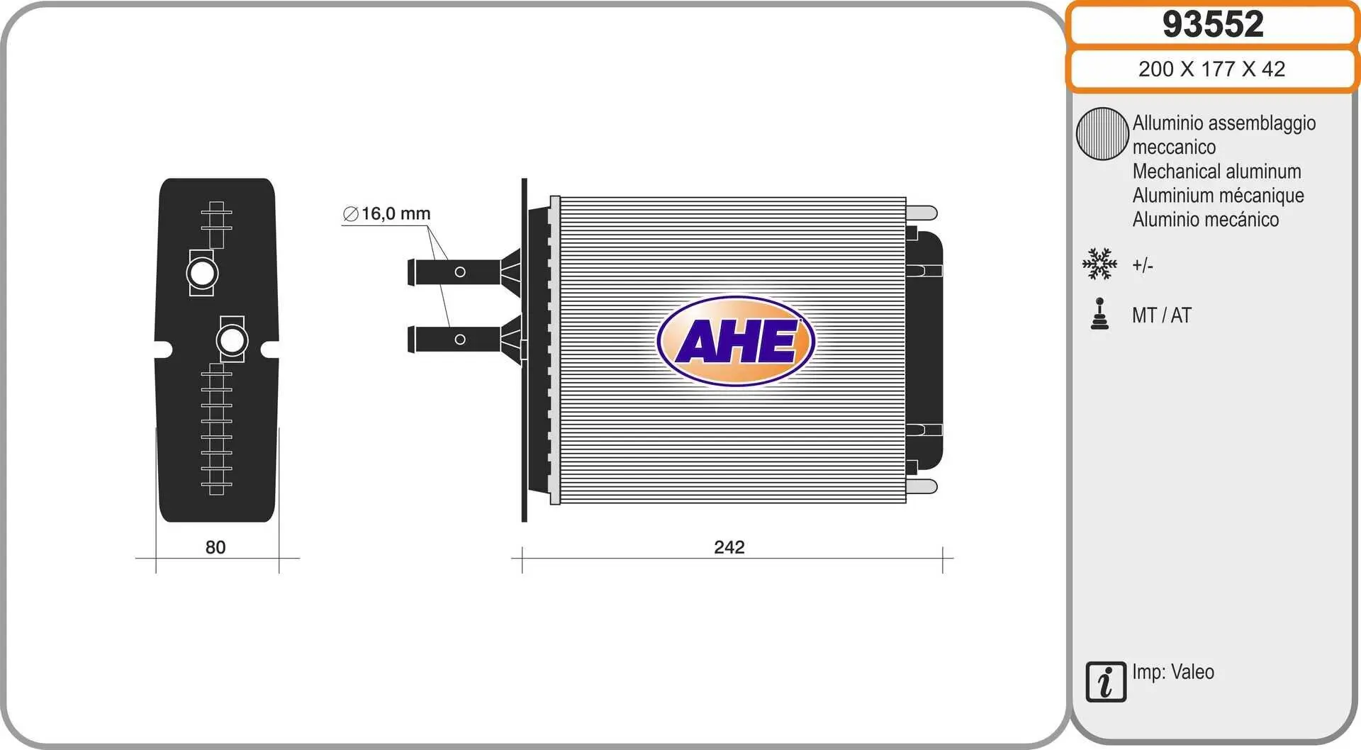 Wärmetauscher, Innenraumheizung AHE 93552