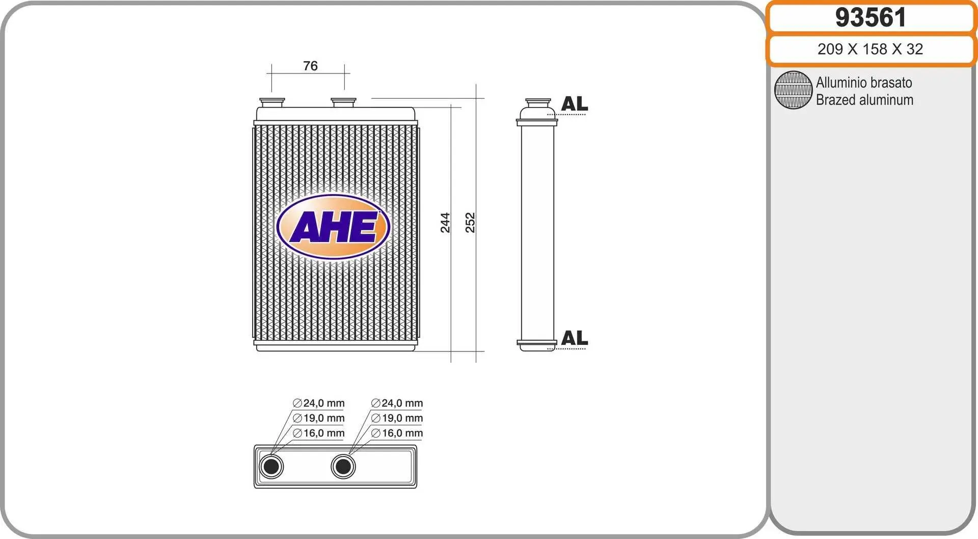 Wärmetauscher, Innenraumheizung AHE 93561