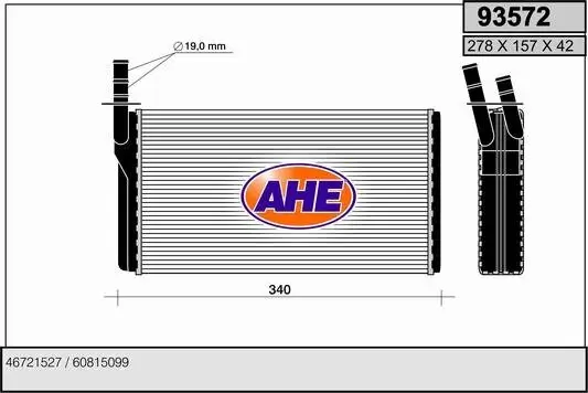 Wärmetauscher, Innenraumheizung AHE 93572 Bild Wärmetauscher, Innenraumheizung AHE 93572