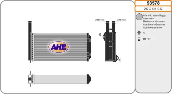 Wärmetauscher, Innenraumheizung AHE 93578 Bild Wärmetauscher, Innenraumheizung AHE 93578