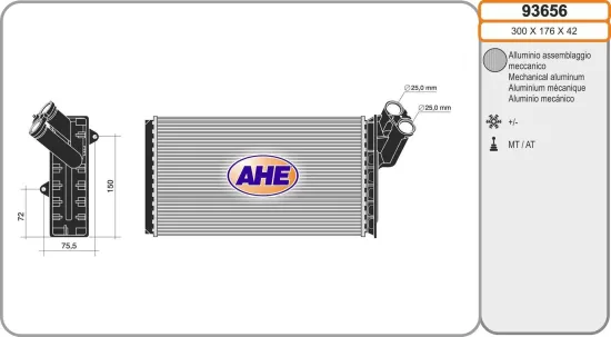 Wärmetauscher, Innenraumheizung AHE 93656 Bild Wärmetauscher, Innenraumheizung AHE 93656