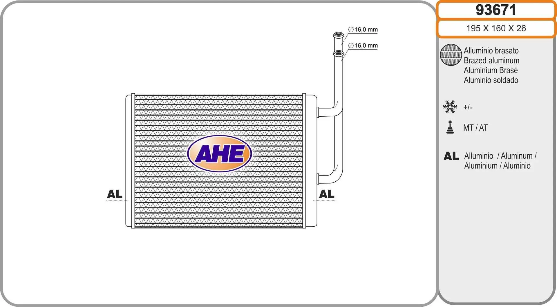 Wärmetauscher, Innenraumheizung AHE 93671