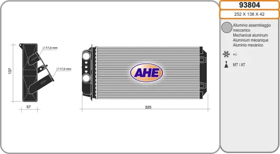 Wärmetauscher, Innenraumheizung AHE 93804 Bild Wärmetauscher, Innenraumheizung AHE 93804