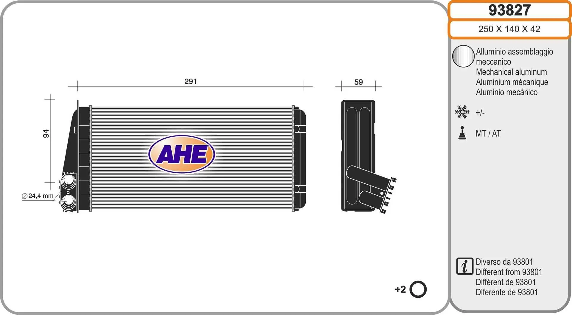 Wärmetauscher, Innenraumheizung AHE 93827