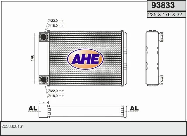 Wärmetauscher, Innenraumheizung AHE 93833