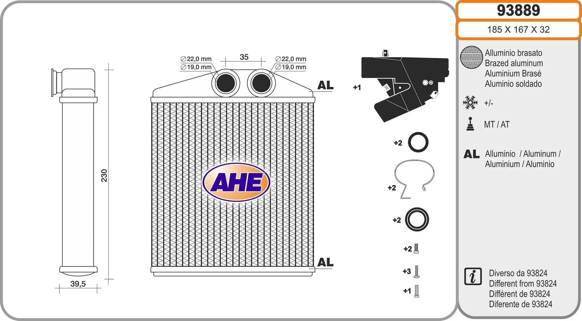 Wärmetauscher, Innenraumheizung AHE 93889