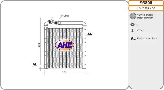 Wärmetauscher, Innenraumheizung AHE 93898 Bild Wärmetauscher, Innenraumheizung AHE 93898