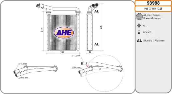 Wärmetauscher, Innenraumheizung AHE 93988 Bild Wärmetauscher, Innenraumheizung AHE 93988