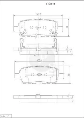 Bremsbelagsatz, Scheibenbremse Hinterachse NPS N361N04 Bild Bremsbelagsatz, Scheibenbremse Hinterachse NPS N361N04