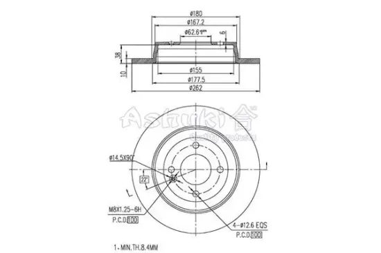 Bremsscheibe Hinterachse ASHUKI by Palidium 0993-4250 Bild Bremsscheibe Hinterachse ASHUKI by Palidium 0993-4250