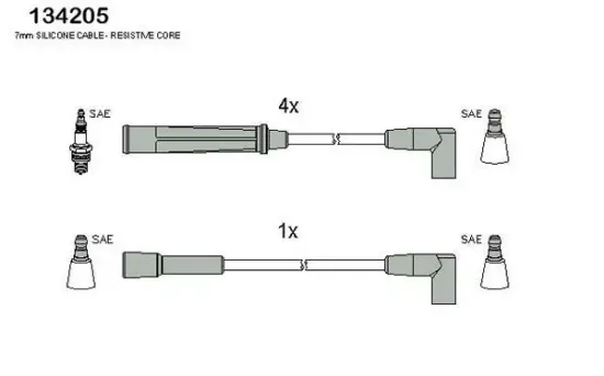 Zündleitungssatz HITACHI 134205 Bild Zündleitungssatz HITACHI 134205