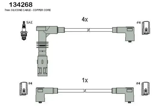 Zündleitungssatz HITACHI 134268 Bild Zündleitungssatz HITACHI 134268