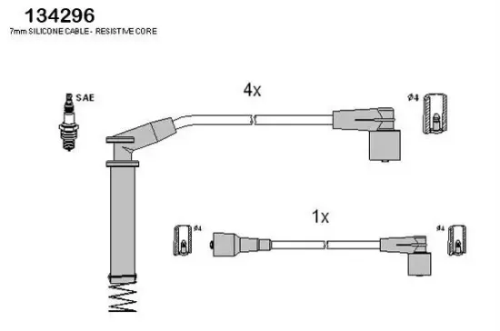 Zündleitungssatz HITACHI 134296 Bild Zündleitungssatz HITACHI 134296