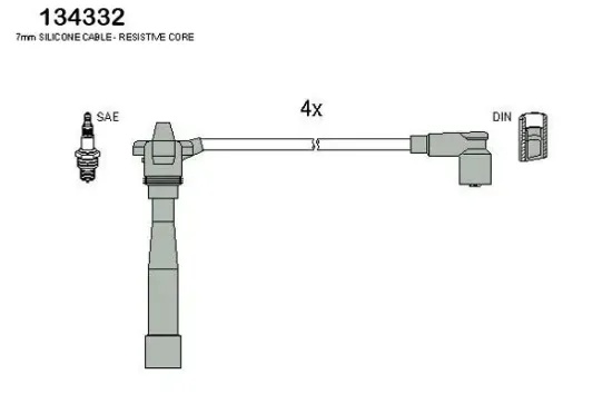 Zündleitungssatz HITACHI 134332 Bild Zündleitungssatz HITACHI 134332