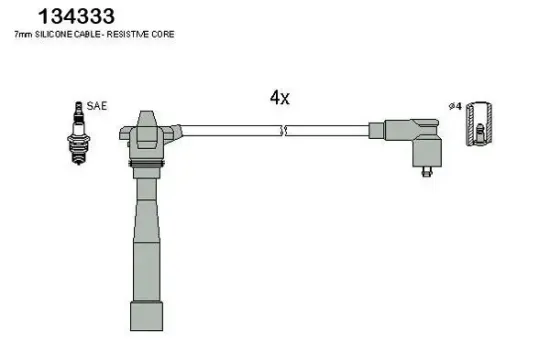 Zündleitungssatz HITACHI 134333 Bild Zündleitungssatz HITACHI 134333