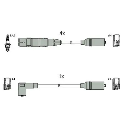 Zündleitungssatz HITACHI 134831 Bild Zündleitungssatz HITACHI 134831