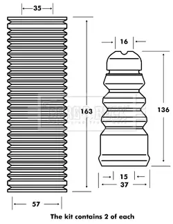 Staubschutzsatz, Stoßdämpfer Vorderachse BORG & BECK BPK7005 Bild Staubschutzsatz, Stoßdämpfer Vorderachse BORG & BECK BPK7005