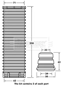 Staubschutzsatz, Stoßdämpfer BORG & BECK BPK7092 Bild Staubschutzsatz, Stoßdämpfer BORG & BECK BPK7092