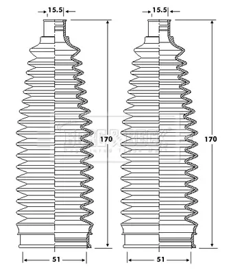 Faltenbalgsatz, Lenkung Vorderachse links Vorderachse rechts BORG & BECK BSG3418 Bild Faltenbalgsatz, Lenkung Vorderachse links Vorderachse rechts BORG & BECK BSG3418