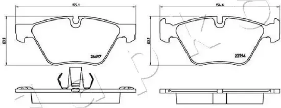 Bremsbelagsatz, Scheibenbremse Vorderachse JAPKO 500124 Bild Bremsbelagsatz, Scheibenbremse Vorderachse JAPKO 500124