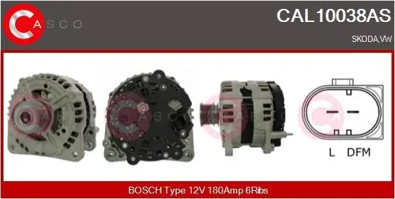 Generator 12 V CASCO CAL10038AS Bild Generator 12 V CASCO CAL10038AS