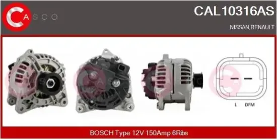 Generator 12 V CASCO CAL10316AS Bild Generator 12 V CASCO CAL10316AS