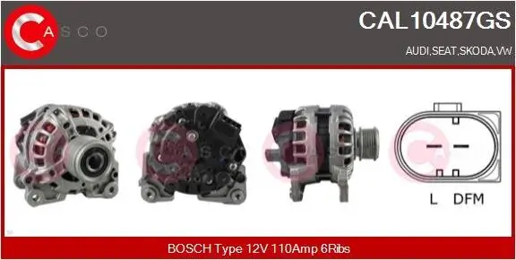 Generator 12 V CASCO CAL10487GS Bild Generator 12 V CASCO CAL10487GS