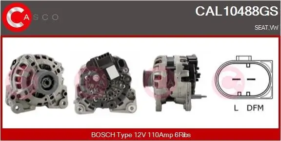 Generator 12 V CASCO CAL10488GS Bild Generator 12 V CASCO CAL10488GS