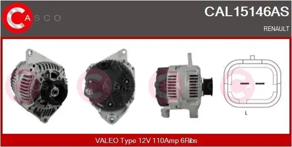 Generator 12 V CASCO CAL15146AS