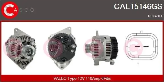 Generator 12 V CASCO CAL15146GS Bild Generator 12 V CASCO CAL15146GS