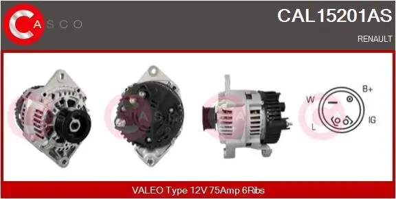 Generator 12 V CASCO CAL15201AS Bild Generator 12 V CASCO CAL15201AS