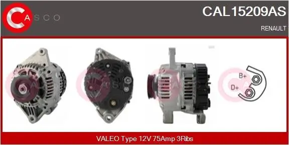 Generator 12 V CASCO CAL15209AS Bild Generator 12 V CASCO CAL15209AS