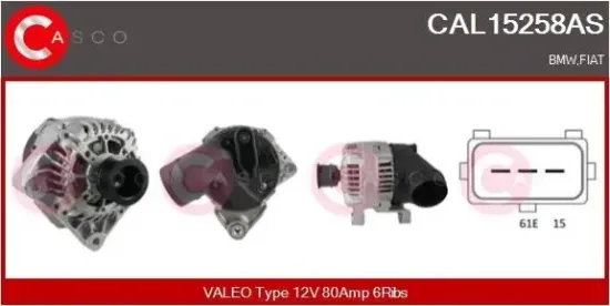 Generator 12 V CASCO CAL15258AS Bild Generator 12 V CASCO CAL15258AS