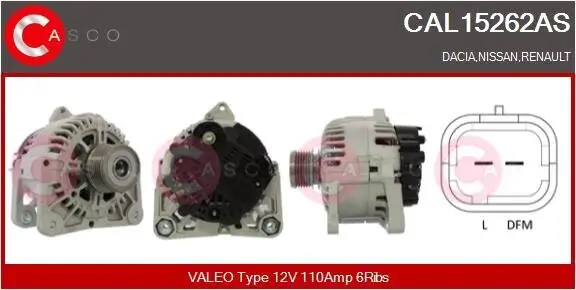 Generator 12 V CASCO CAL15262AS