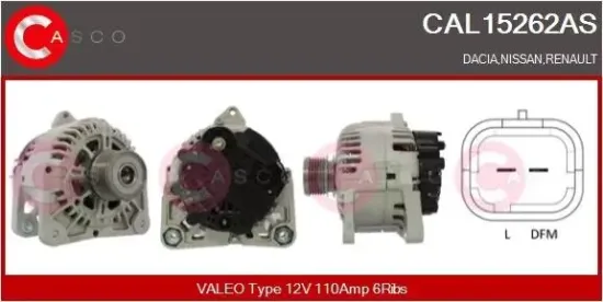 Generator 12 V CASCO CAL15262AS Bild Generator 12 V CASCO CAL15262AS