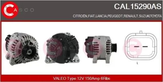 Generator 12 V CASCO CAL15290AS Bild Generator 12 V CASCO CAL15290AS