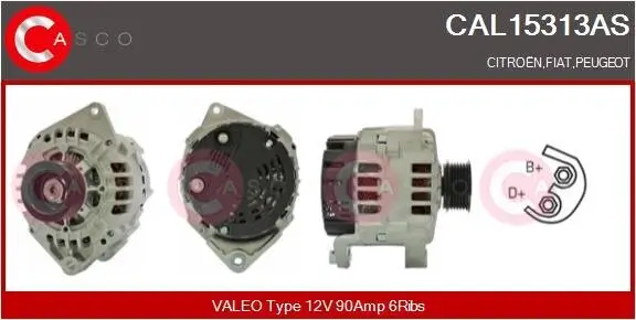 Generator 12 V CASCO CAL15313AS Bild Generator 12 V CASCO CAL15313AS