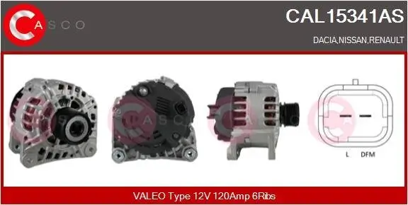 Generator 12 V CASCO CAL15341AS